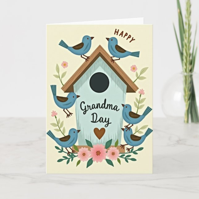 Tarjeta del Día de la Abuela Floral (Anverso)
