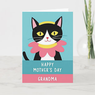 Tarjeta del Día de la Abuela Gata Floral