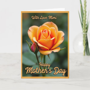 Tarjeta del Día de la Afectuosa Rosa Naranja