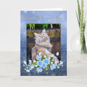 Tarjeta del día de la enfermera, gato de Maine Coo