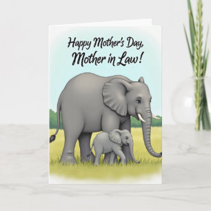 Tarjeta del Día de la Familia del Elefante Amoroso