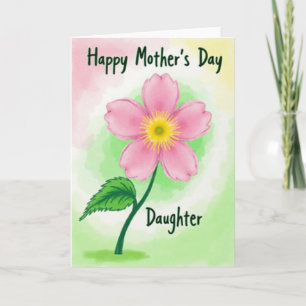 Tarjeta del Día de la Hija Floral de Rayas