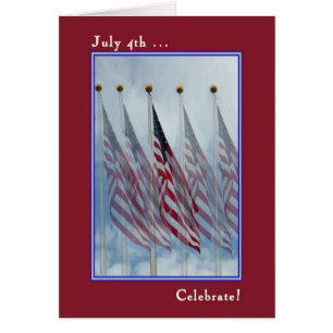 Tarjeta del Día de la Independencia con cinco band