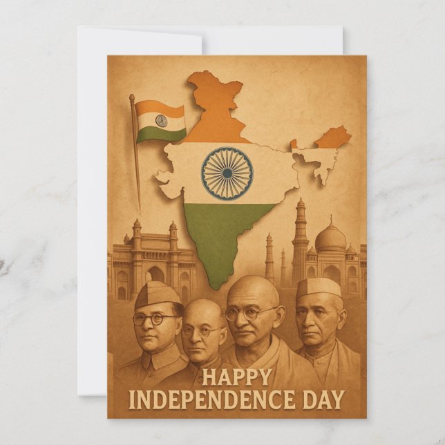 Tarjeta del Día de la Independencia de la India (Anverso)