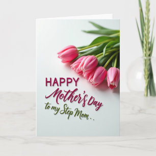 Tarjeta del Día de la Madrastra Tulipán Rosa