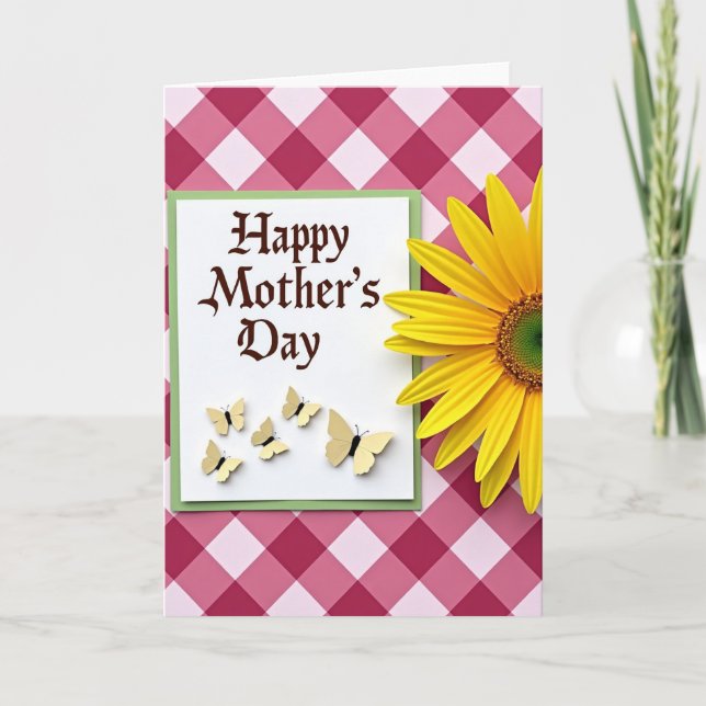 Tarjeta del Día de la Madre a cuadros (Anverso)