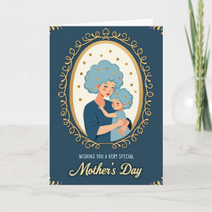 Tarjeta del Día de la Madre Abrazo Dorado