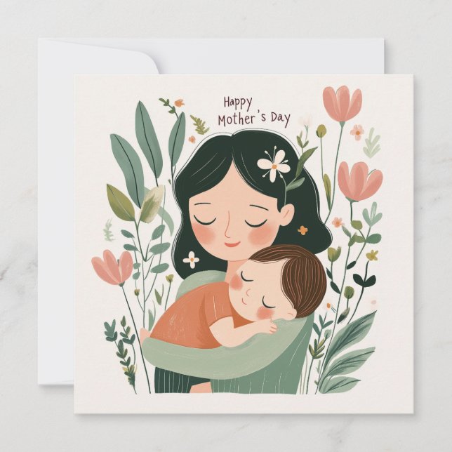 Tarjeta del día de la madre acogedora y sentida (Anverso)