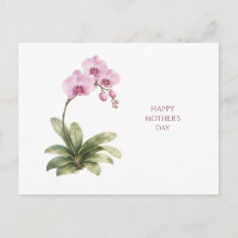 Tarjeta del Día de la Madre Acuarela Orquídea Flor