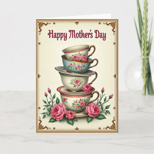 Tarjeta del Día de la Madre Adornada con Rosas