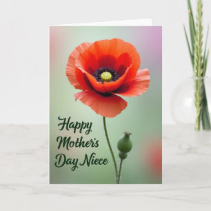 Tarjeta del Día de la Madre Amapola Escarlata