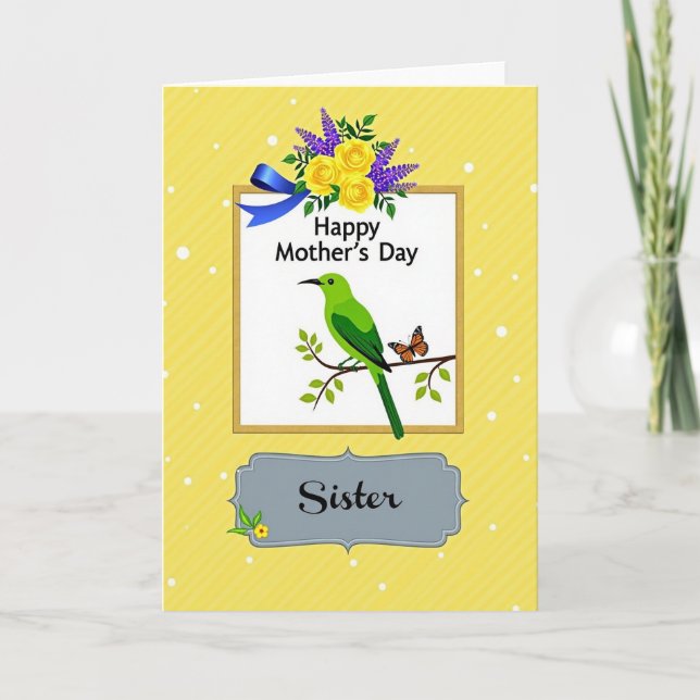 Tarjeta del Día de la Madre Amarilla a Rayas (Anverso)