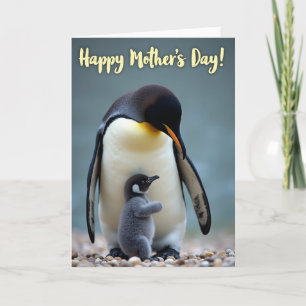 Tarjeta del Día de la Madre Amor de Pingüino