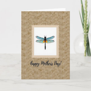 Tarjeta del Día de la Madre Aqua Dragonfly