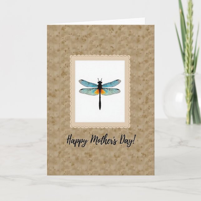 Tarjeta del Día de la Madre Aqua Dragonfly (Anverso)