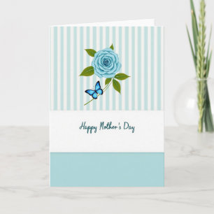 Tarjeta del Día de la Madre Aqua Stripes