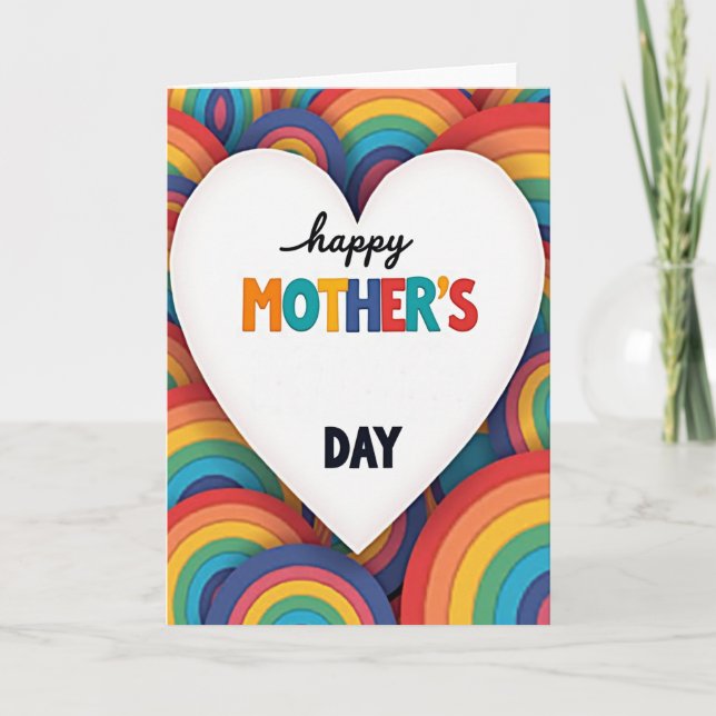 Tarjeta del Día de la Madre Arcos de Arcoíris (Anverso)