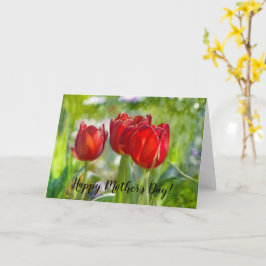 Tarjeta del día de la madre arte Tulipanes Rojos