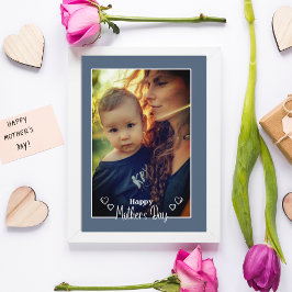 Tarjeta del Día de la Madre azul con foto para el 