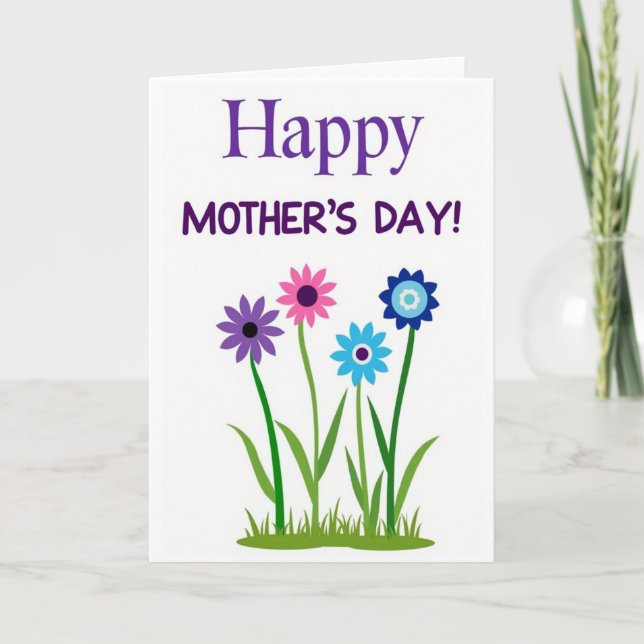 Tarjeta del Día de la Madre Azure Blooms (Anverso)