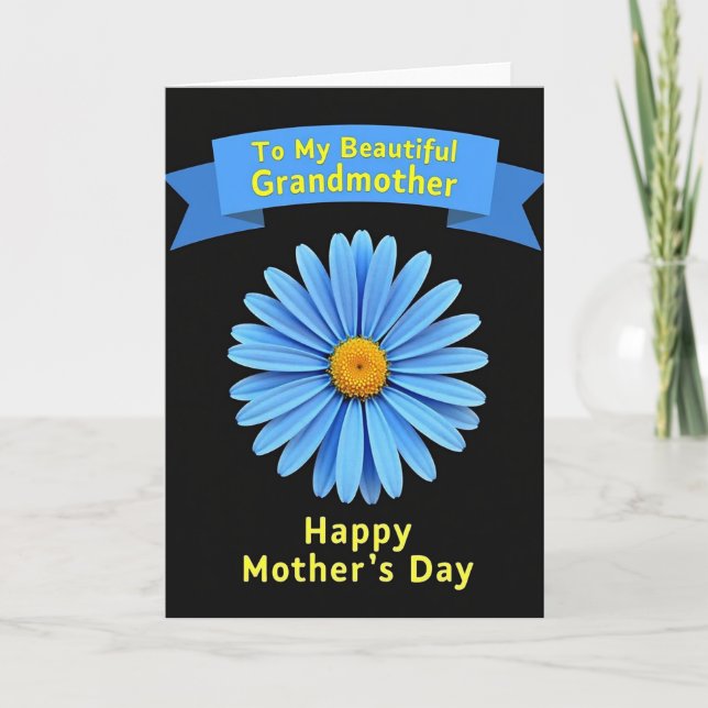 Tarjeta del Día de la Madre Azure Daisy (Anverso)