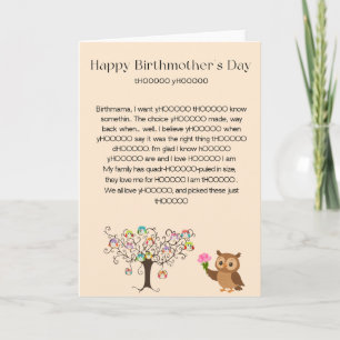 Tarjeta del Día de la Madre Biológica de Búho Siem