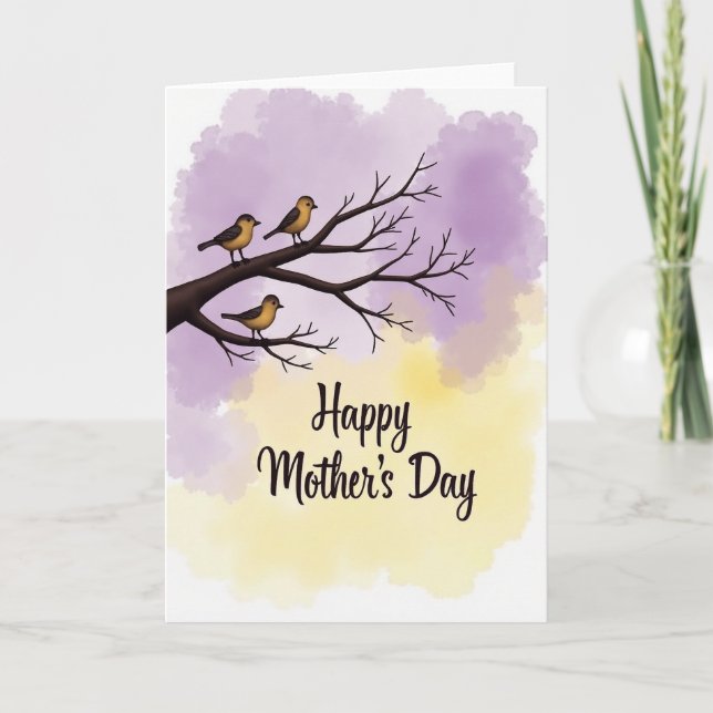 Tarjeta del Día de la Madre Birds Branch (Anverso)