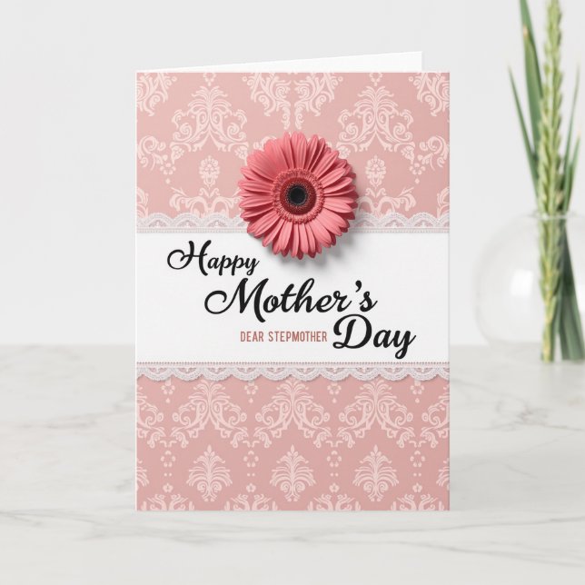 Tarjeta del Día de la Madre Blush Damask (Anverso)
