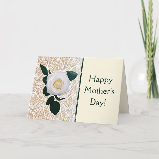 Tarjeta del día de la madre bonito con rosa blanca (Anverso)