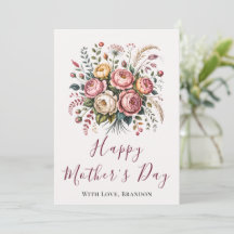 Tarjeta del Día de la Madre Botánica Floral Feliz