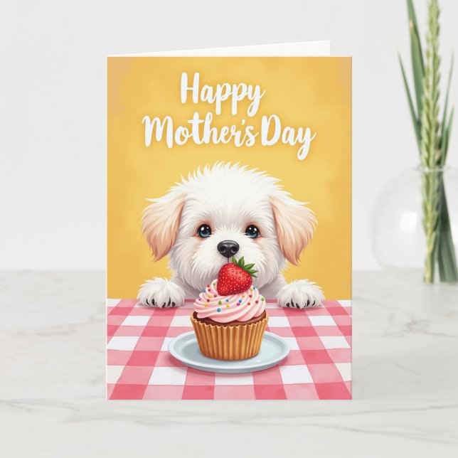 Tarjeta del Día de la Madre Cachorro Dulce (Anverso)