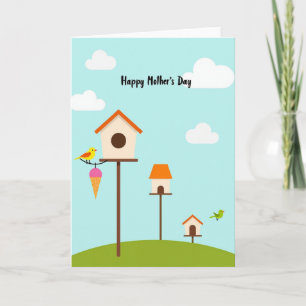 Tarjeta del Día de la Madre Casa de Pájaros Dulces