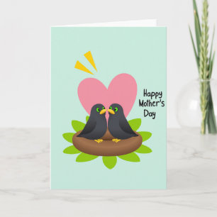 Tarjeta del Día de la Madre Chevron Birds