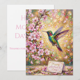 Tarjeta del Día de la Madre Colibrí Feliz