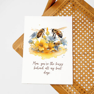 Tarjeta del Día de la Madre con Abejorro en Acuare