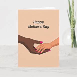Tarjeta del Día de la Madre con abrazo de mano con