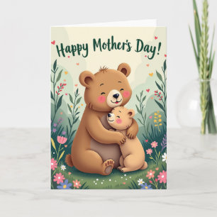 Tarjeta del Día de la Madre con Abrazos de Oso