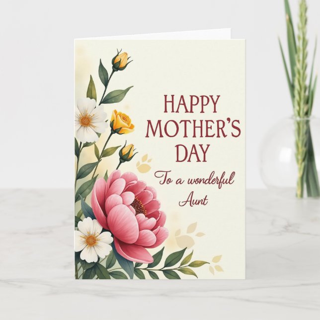 Tarjeta del Día de la Madre con acuarela (Anverso)