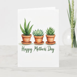 Tarjeta del Día de la Madre con acuarelas verdes