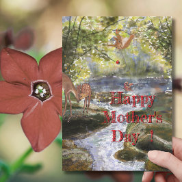 Tarjeta del Día de la Madre con amigos de ciervos