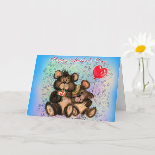 Tarjeta del día de la madre con amor para los osos (Planta pequeña)