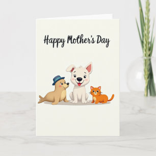 Tarjeta del Día de la Madre con Animales