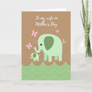 Tarjeta del Día de la Madre con Arte de Elefante