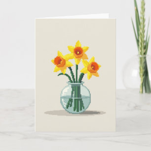 Tarjeta del Día de la Madre con arte de píxeles fl
