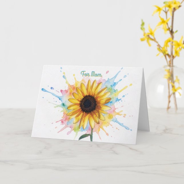 Tarjeta del Día de la Madre con arte de salpicadur (flor amarilla)