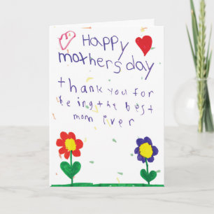 Tarjeta del Día de la Madre con arte infantil