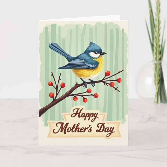 Tarjeta del Día de la Madre con Ave Cantora Estili (Anverso)