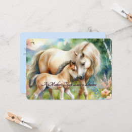 Tarjeta del Día de la Madre con Caballo y Potro