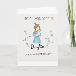 Tarjeta del Día de la Madre con Cabello Castaño