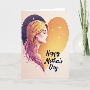Tarjeta del Día de la Madre con Cabello Magenta